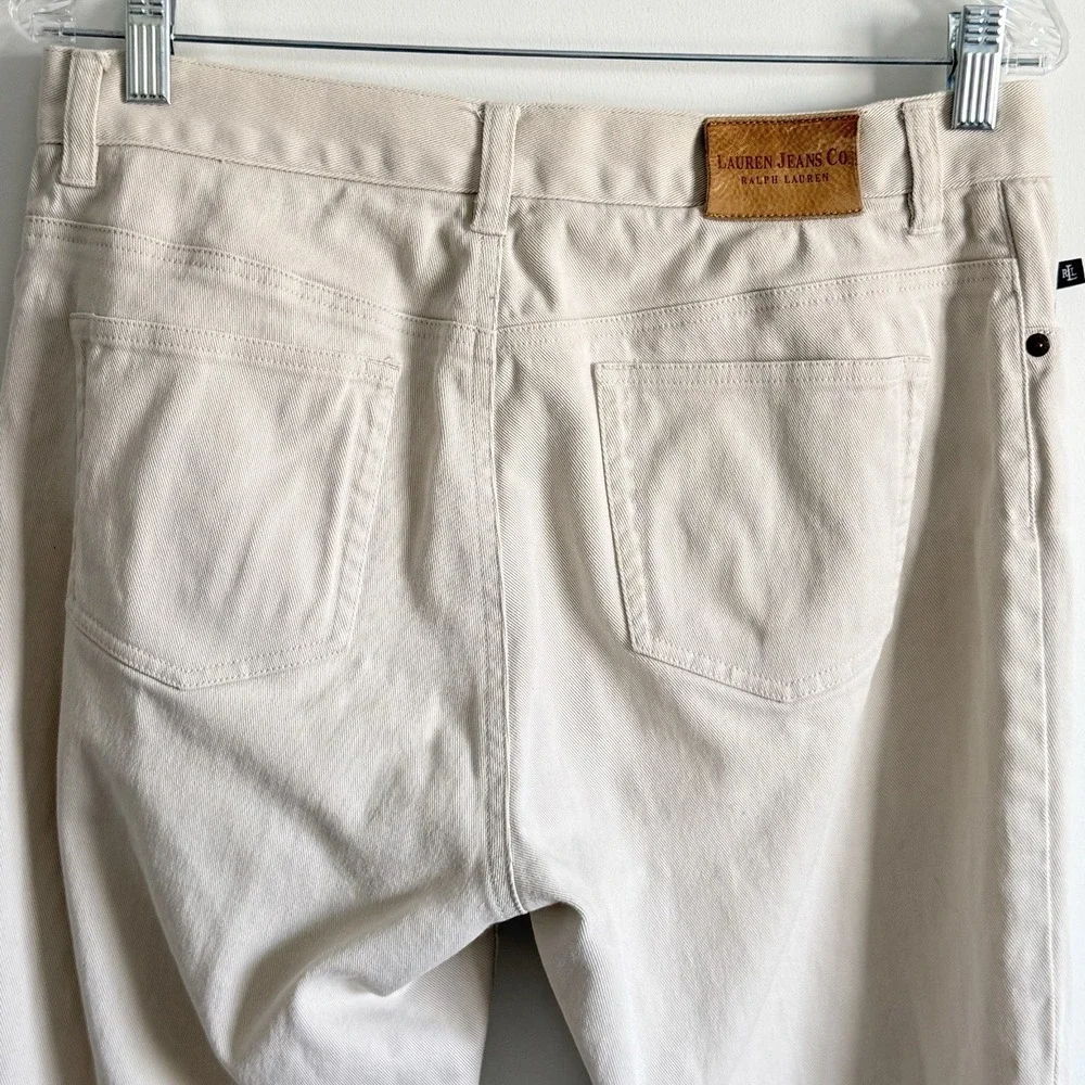 VTG Lauren Ralph Lauren LRL Pants Womens 10‎ Cream Denim Jeans Logo Minimalist